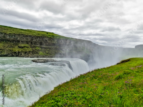 Close view of Gullfoss falls, Iceland