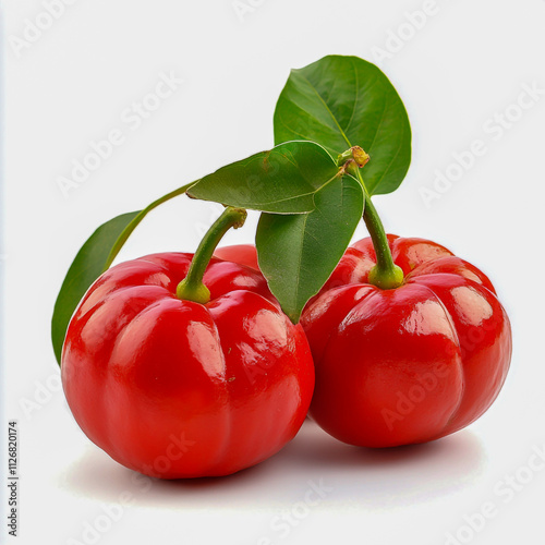 Acerola fruit on isolated white background.