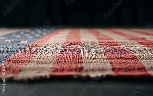 Close-up View of an American Flag, Detailed Texture and Colors photo