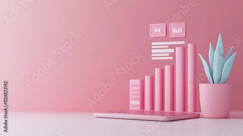 3D Bar Graph Visualizing Tax Filing Progress with Digital Payment Icon