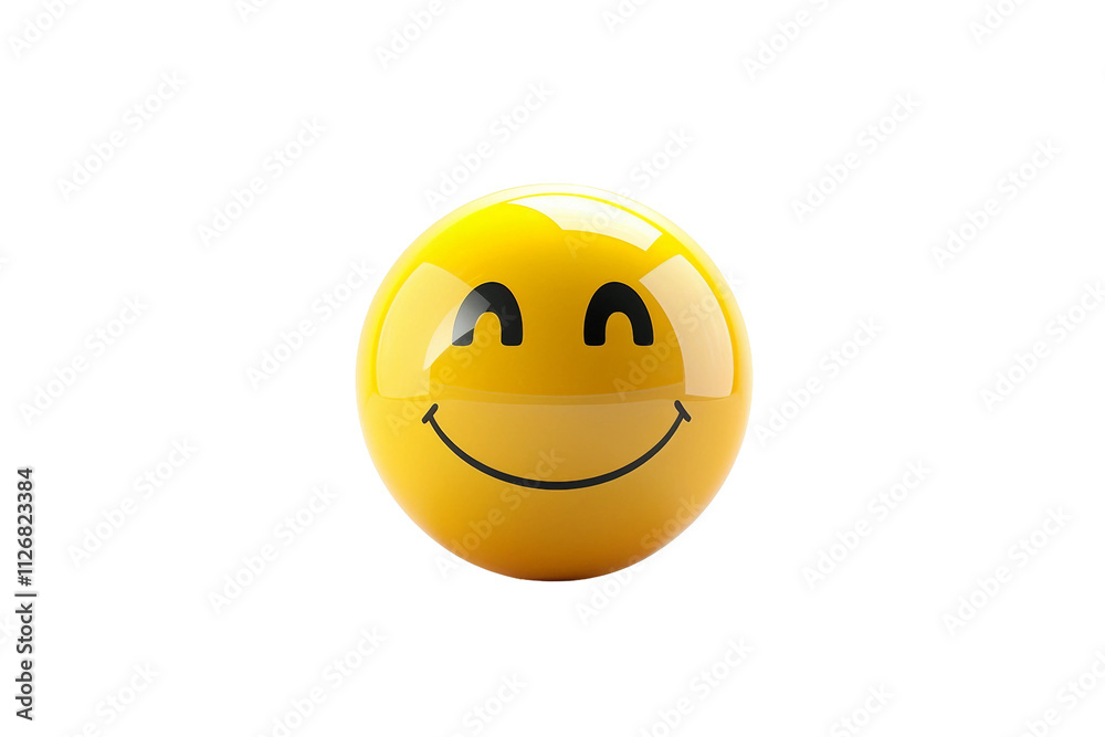 Fototapeta premium Cheerful Smiling Face Emoji Isolated on Transparent Background