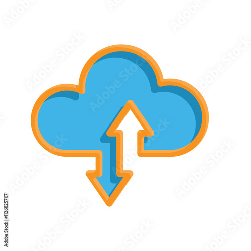 Cloud Computing. Outline icons include Download and Upload. colored flat design style. vector design template