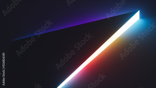 3d render. Abstract minimalist background with geometric zigzag shapes and gradient neon light. Trendy wallpaper with ambient vibes photo