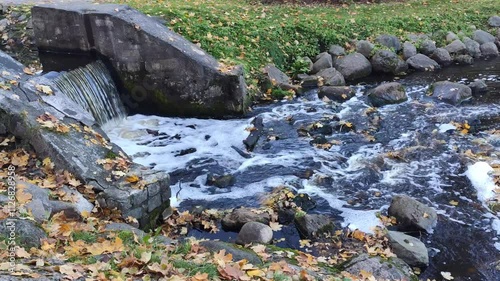 Wallpaper Mural Crystal-clear water flows gracefully over wet rocks in an urban park. Torontodigital.ca