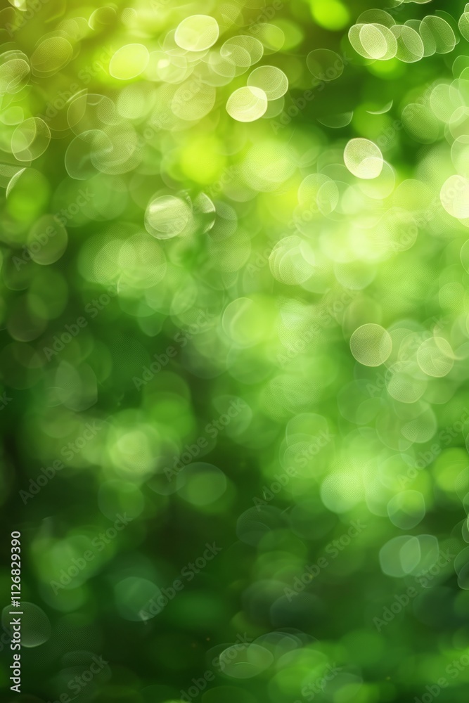 Obraz premium Blurred green foliage creates a beautiful bokeh effect, ideal for nature-themed designs and backgrounds