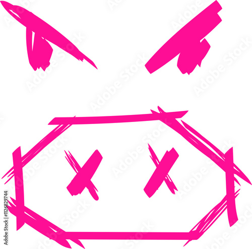 neon creepy graffiti in trendy street style Y2K abstract pig face evil