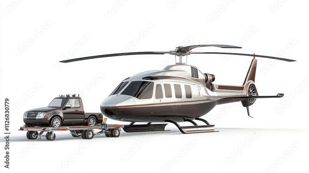 Luxury business helicopter with towbar isolated on white background Luxury business helicopter with towbar isolated on white background