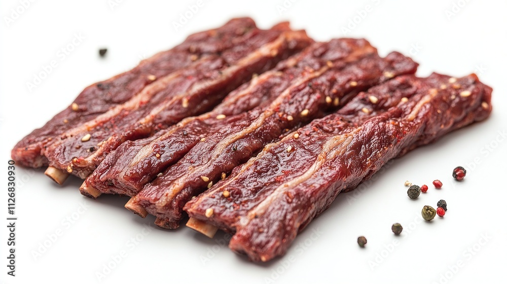 Close-up of galbi ribs with detailed grill marks and rich marinade. Close-up of galbi ribs with detailed grill marks and rich marinade.