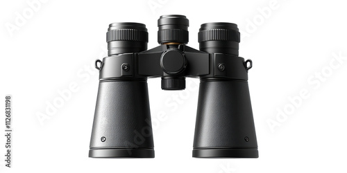 Black binoculars front view isolated on transparent background