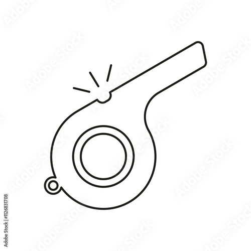 Whistle Line Icon. Referee Tool Outline Symbol. Sports Blowing Signal Sign. Signal or Alert Sound Tool. Editable Stroke. Isolated Vector Illustration