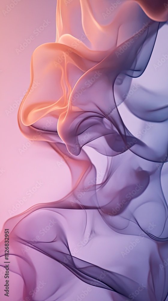 Abstract Purple and Orange Fabric Drapes Softly