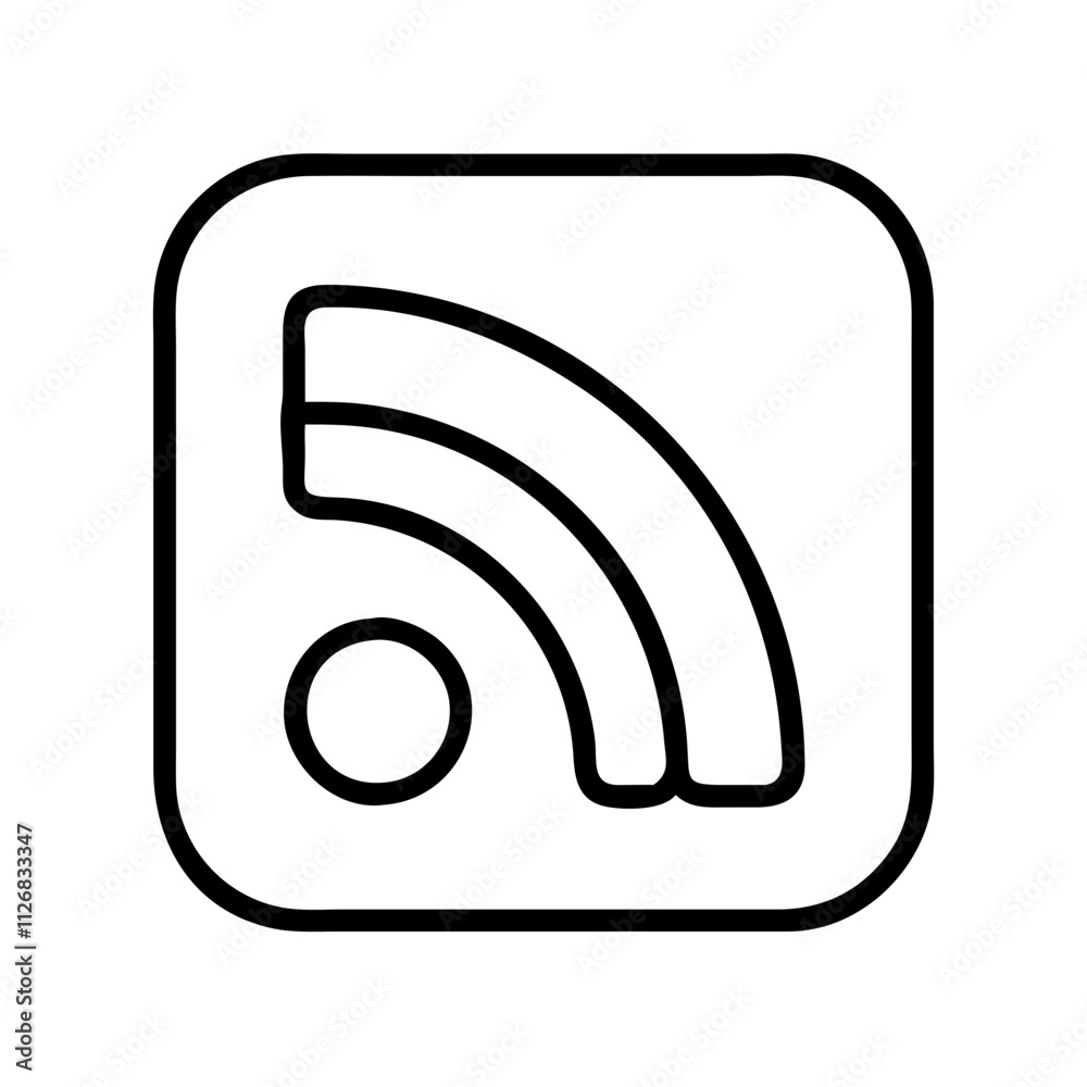 feed icon, music vector icon, entertainment vector icon - black outline icon of feed symbolizing social media, communication, and technology in simple design. feed icon, music vector icon, entertainment vector icon - black outline icon of feed symbolizing social media, communication, and technology in simple design.