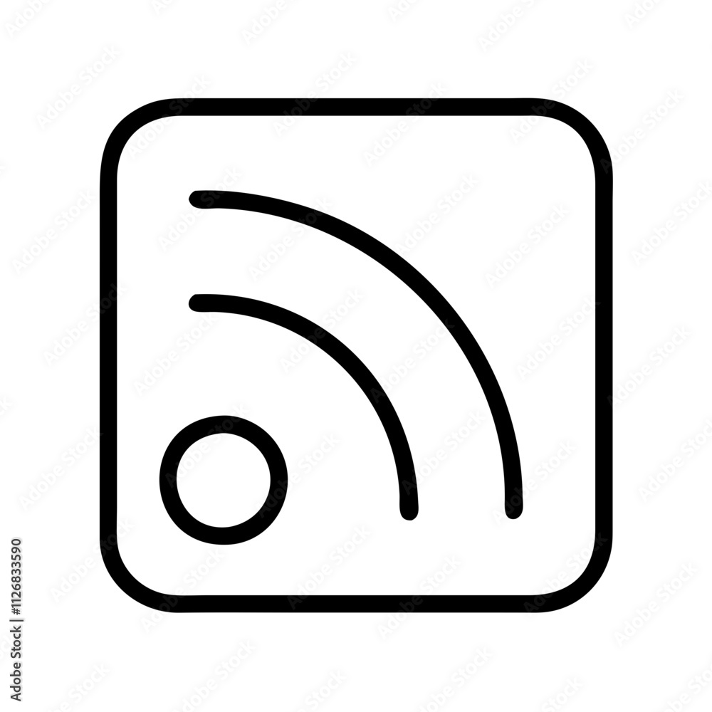 feed icon, music vector icon, entertainment vector icon - black outline icon of feed symbolizing social media, communication, and technology in simple design. feed icon, music vector icon, entertainment vector icon - black outline icon of feed symbolizing social media, communication, and technology in simple design.