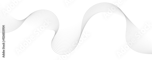 Gray wave curve lines abstract background with flowing particles. Digital energy waves technology concept. Modern backdrop design for business, presentation, banner.