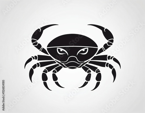 Ninja crab icon. Ninja crab head front view simple black design isolated on white background. illustration. Ai generated image. photo