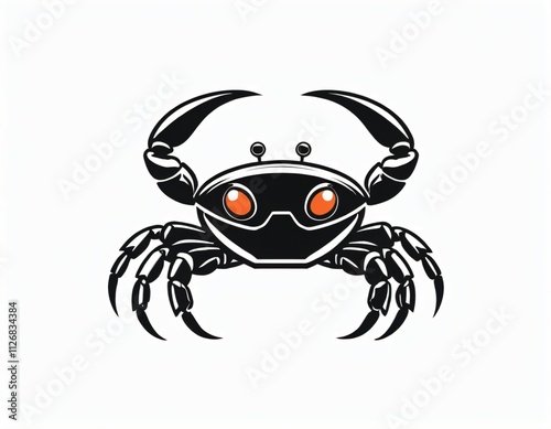 Ninja crab icon. Ninja crab head front view simple black design isolated on white background. illustration. Ai generated image. photo