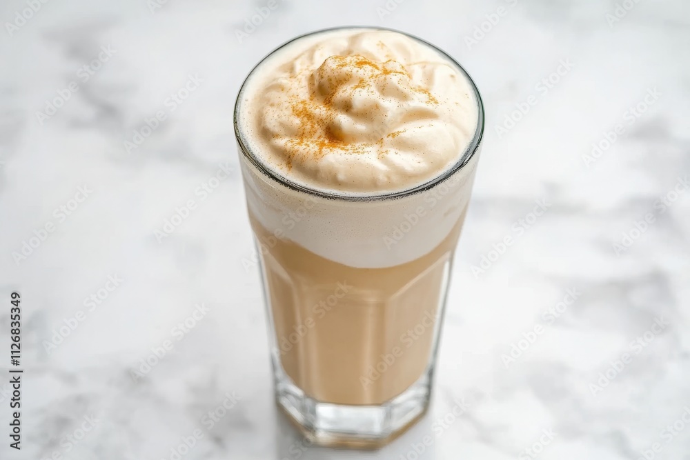 Frothy Mango Lassi in Tall Glass Close Up Frothy Mango Lassi in Tall Glass Close Up