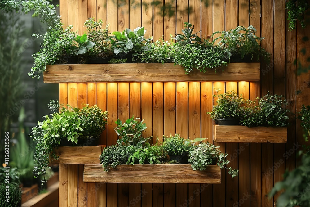 A wooden fence with a green plant growing out of it A wooden fence with a green plant growing out of it