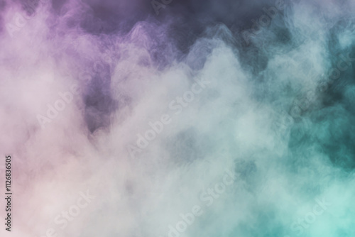 A calm color smoke background with smooth, wavy clouds of pale lavender, teal, and pastel green on a black field.