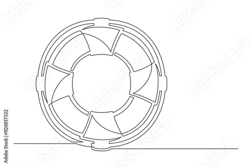 Continuous drawing of one line of a lifebuoy. Business concept. Lifebelt isolated on a white background. Vector illustration