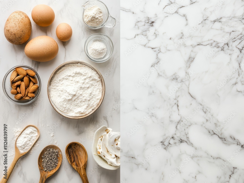 Baking Essentials with Flour, Eggs, and Almonds Baking Essentials with Flour, Eggs, and Almonds