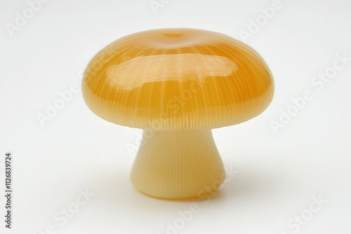 plump button mushroom with smooth clean cap and short stem displayed on pure white background photo