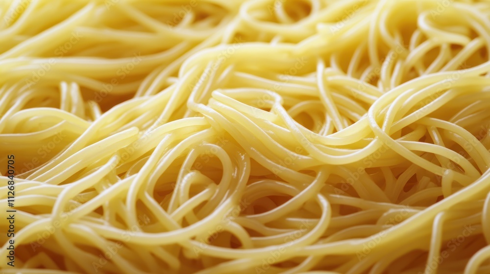 A close-up of cooked spaghetti noodles, showcasing their texture and shape. A close-up of cooked spaghetti noodles, showcasing their texture and shape.