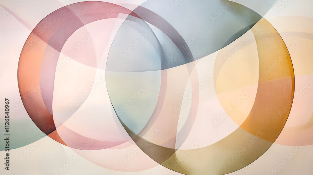 Abstract overlapping translucent circles, in soft pastel colors, creating a harmonious, light-filled composition. Abstract overlapping translucent circles, in soft pastel colors, creating a harmonious, light-filled composition.