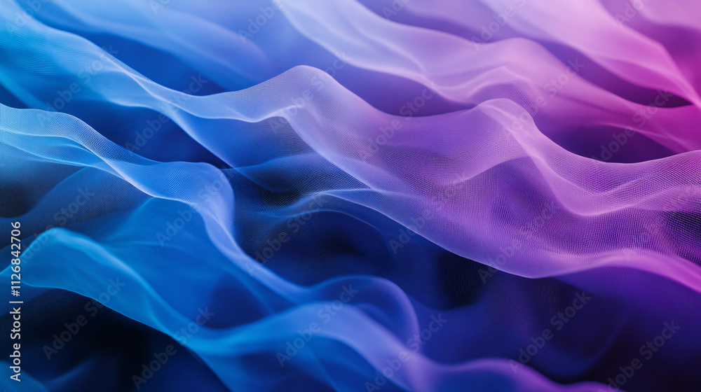 Abstract overlapping wave patterns, in gradient shades of blue and purple, forming a rhythmic, flowing composition. Abstract overlapping wave patterns, in gradient shades of blue and purple, forming a rhythmic, flowing composition.