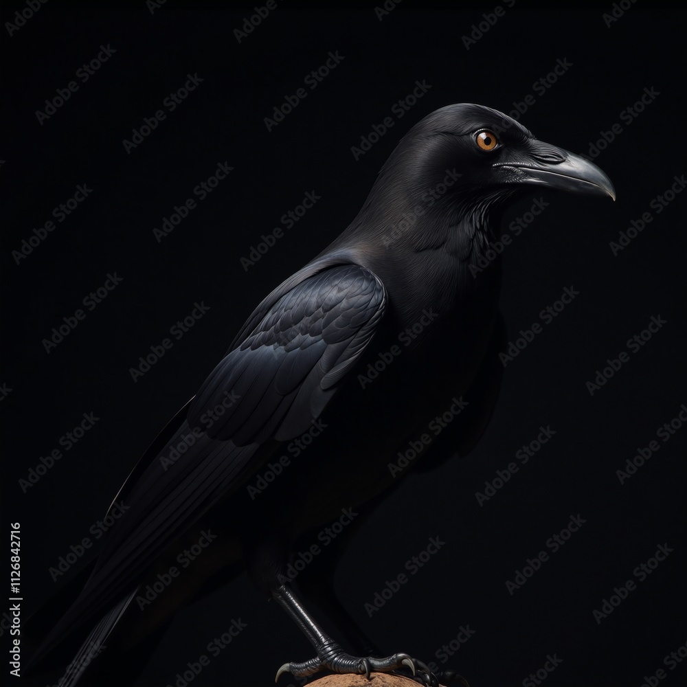 Fototapeta premium A raven portrait depicted against a spooky backdrop Dark Scary Theme