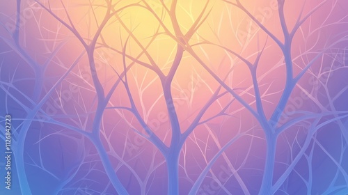 Wallpaper Mural Branching Trees Visualized as Neural Networks in Vibrant Colors with a Soft Ethereal Glow Torontodigital.ca