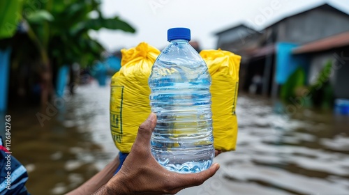 Flood Management and Mitigation Concept, Community Aid Efforts Distributing Clean Water and Supplies in Flood-Affected Areas in Florida