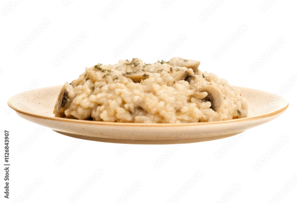 Delicious creamy risotto with mushrooms isolated with transparent background Delicious creamy risotto with mushrooms isolated with transparent background