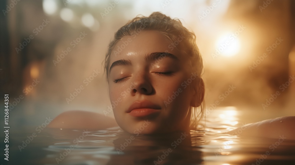 Woman is in a pool of water Woman is in a pool of water