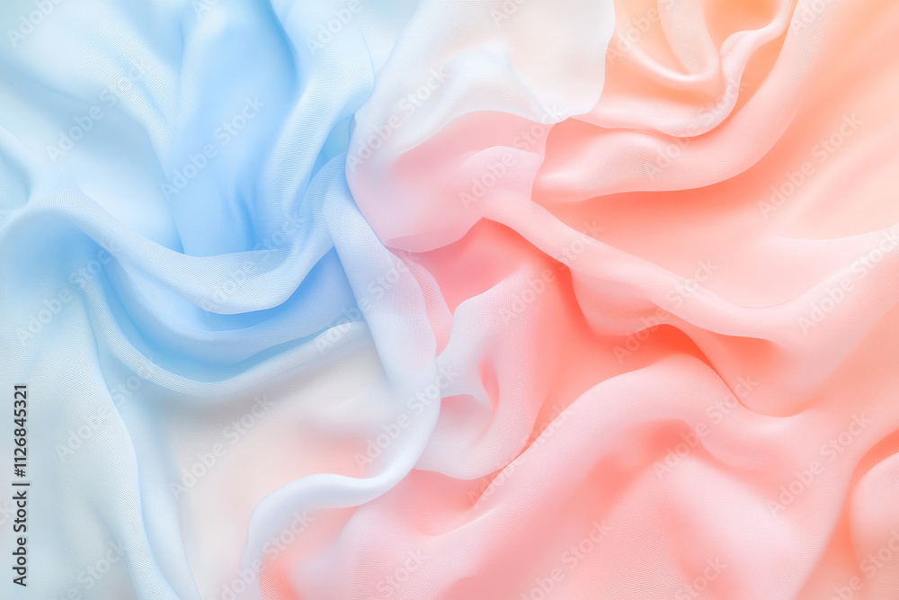 Obraz premium A pastel background of smooth, flowing gradients in baby pink, powder blue, and soft peach, forming a serene vibe.