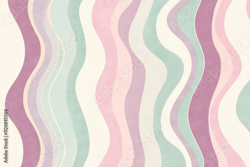 A pastel background featuring smooth wavy lines in blush, lavender, and mint, creating a soothing design.