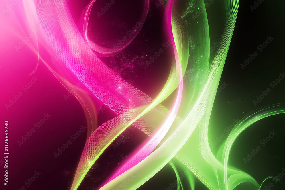 Obraz premium A striking neon background with bright green and pink spirals creating a dynamic and energetic effect.