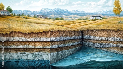 A geologist's method for predicting the extent of underground aquifers using data layers. Concept Geology, Hydrogeology, Data Analysis, Underground Aquifer, and Mapping