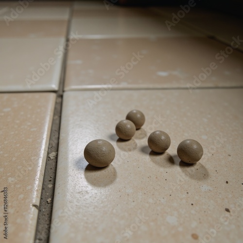 Dangerous rodenticide pellets pose risk for pets and kids on unclean floors photo