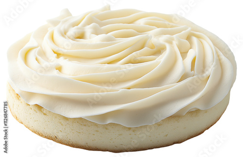 PNG White frosted cake with elegant swirled icing