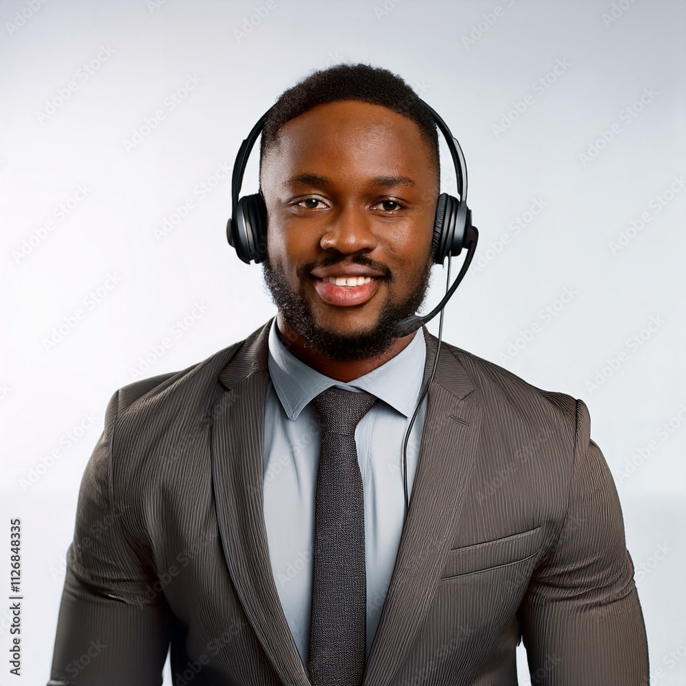 handsome smiling man with headset, AI generated handsome smiling man with headset, AI generated