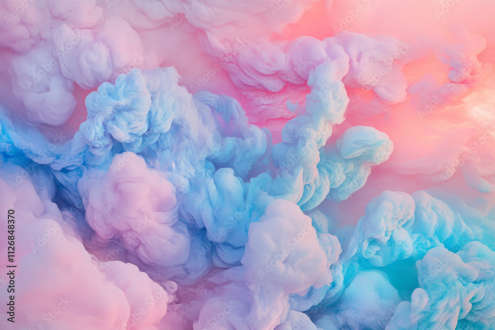 Fototapeta premium A vibrant background of glowing pastel clouds blending into a dreamy gradient of pink and blue.