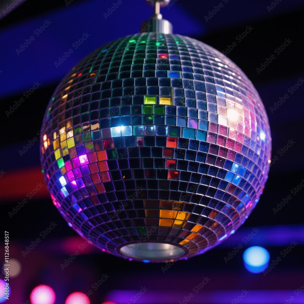 Obraz premium Disco ball illuminates the club with vibrant colorful reflections