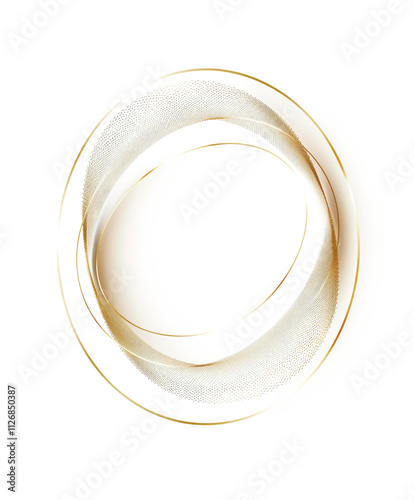 golden oval line art design isolated on white or transparent png