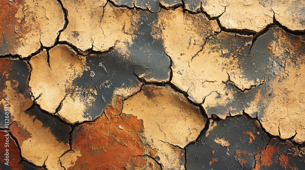 Abstract texture of cracked, dried paint, in earthy tones, with natural, organic patterns. Abstract texture of cracked, dried paint, in earthy tones, with natural, organic patterns.