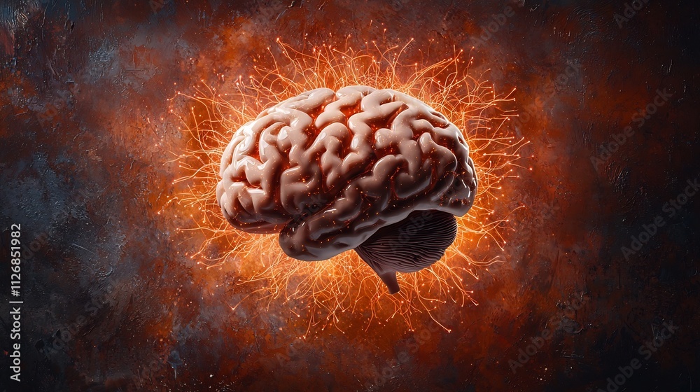 Fototapeta premium Glowing neural network patterns visualizing intelligence and its applications in the healthcare industry with a dark abstract background and space for text at the top