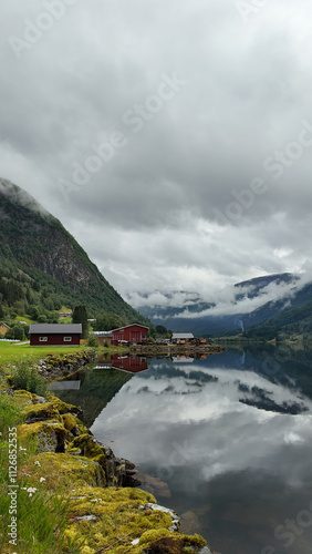 Norway. Mountains, fjords. landscape in Scandinavia in summer photo