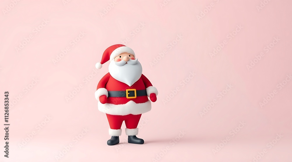 Adorable 3D Rendered Santa Claus Figure Against a Pink Background: Festive Holiday Cheer Adorable 3D Rendered Santa Claus Figure Against a Pink Background: Festive Holiday Cheer