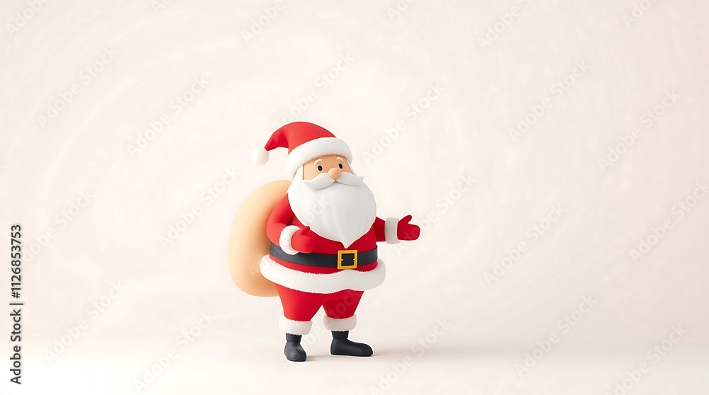 Cheerful 3D Render of Santa Claus with Gift Bag Ready for Christmas Festivities Cheerful 3D Render of Santa Claus with Gift Bag Ready for Christmas Festivities