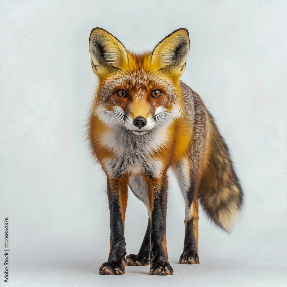 Fototapeta premium A fox standing on a white background.